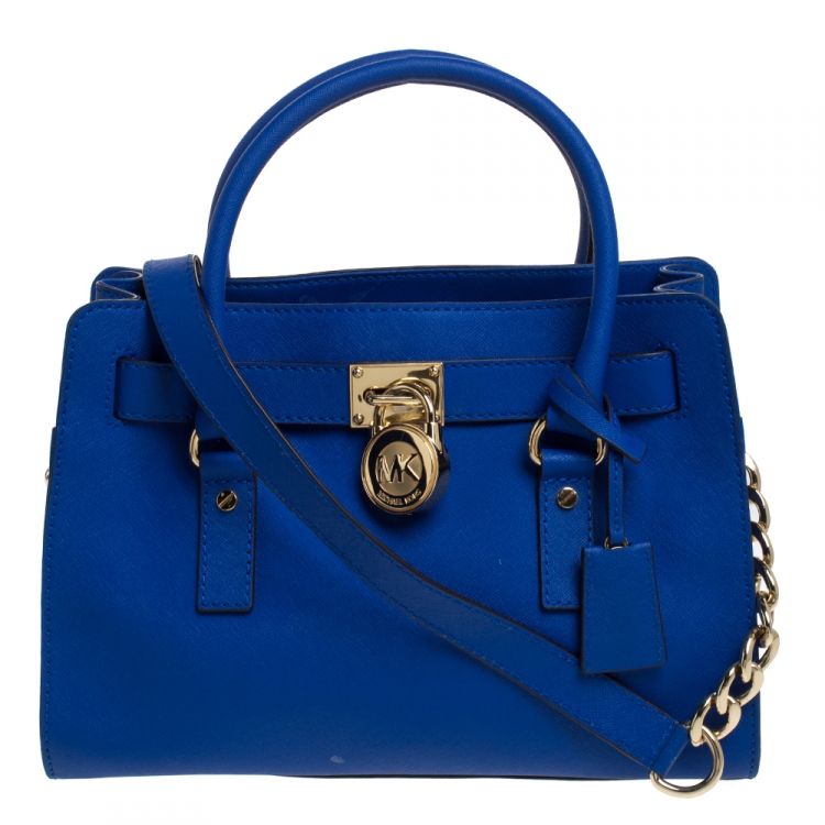 MICHAEL Michael Kors Blue Leather Hamilton Tote For Sale at