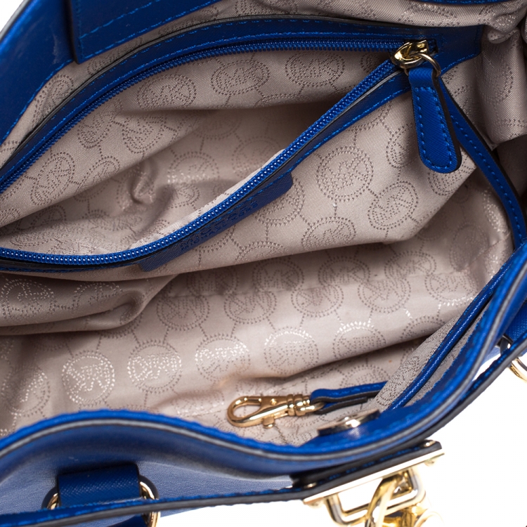 Pre Owned MICHAEL Michael Kors Blue Leather Medium Hamilton Tote