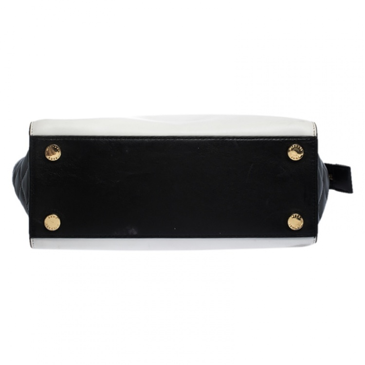 مملوكة مسبقًا Michael Michael Kors White/Black Leather Medium Selma Satchel