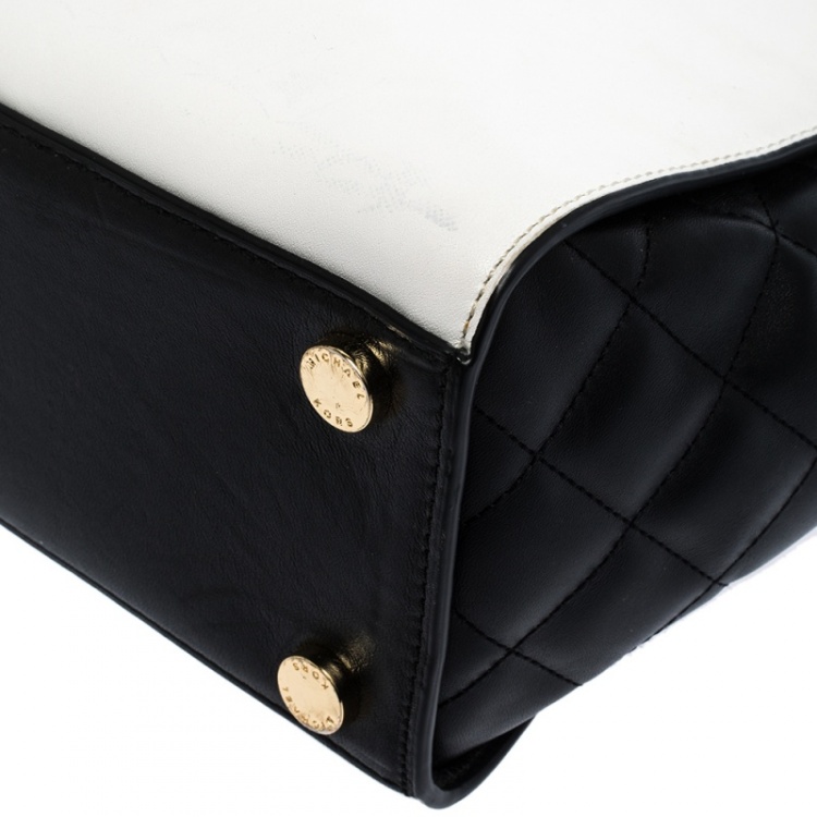 مملوكة مسبقًا Michael Michael Kors White/Black Leather Medium Selma Satchel