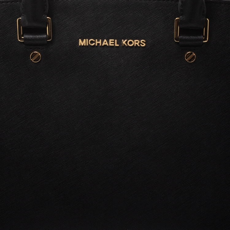 Pre Owned MICHAEL Michael Kors Black Leather Large Selma Satchel