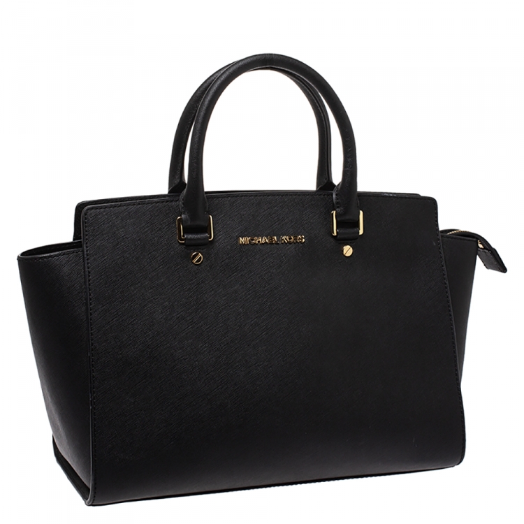 Pre Owned MICHAEL Michael Kors Black Leather Large Selma Satchel