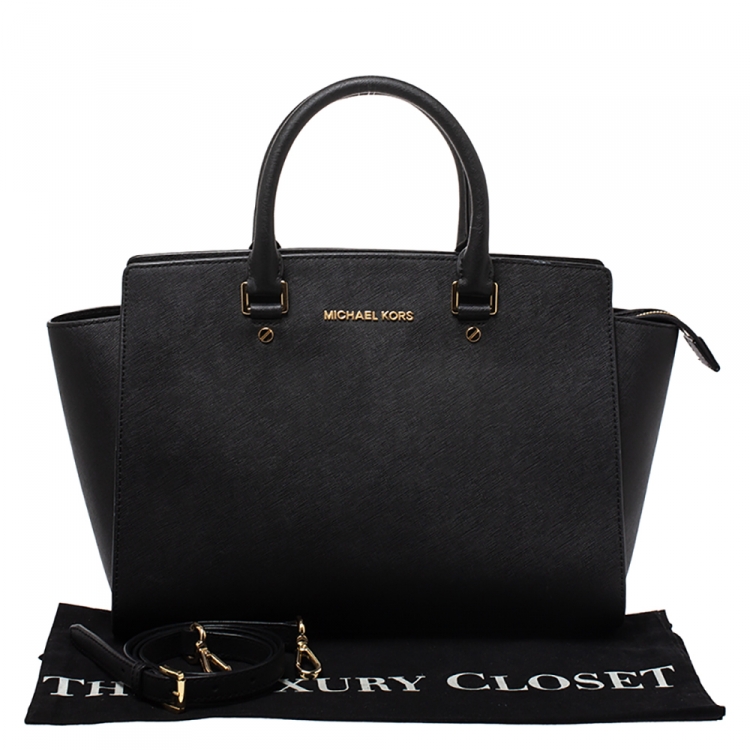 Pre Owned MICHAEL Michael Kors Black Leather Large Selma Satchel