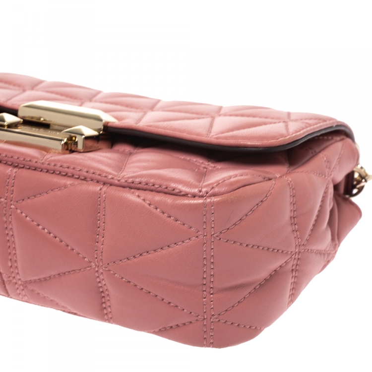 Pre Owned Michael Kors Pink Quilted Leather Small Sloan Shoulder Bag