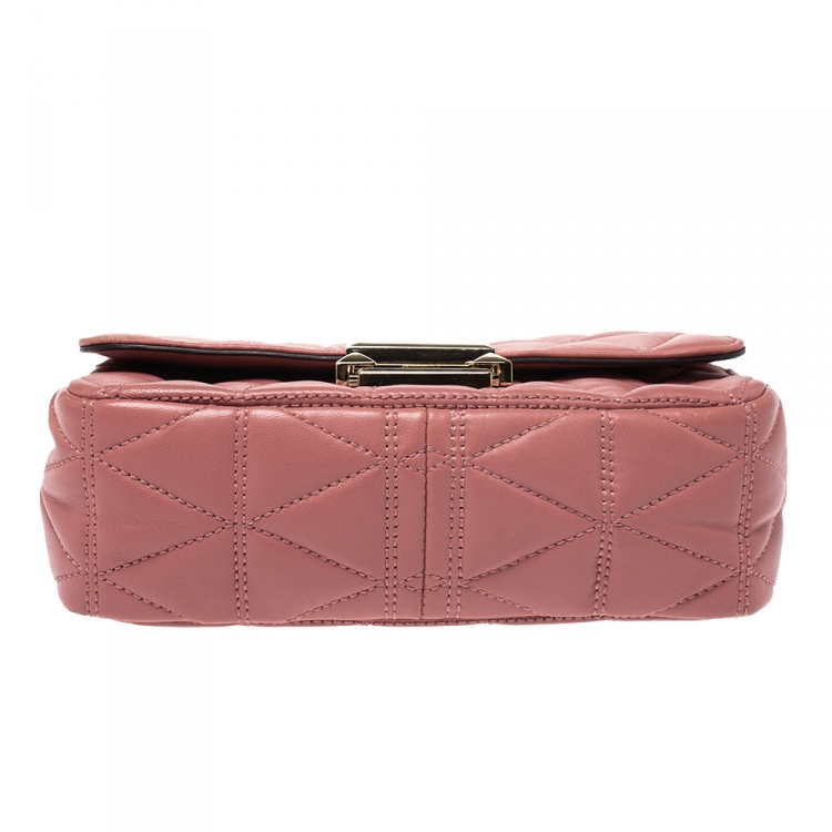 Pre Owned Michael Kors Pink Quilted Leather Small Sloan Shoulder Bag