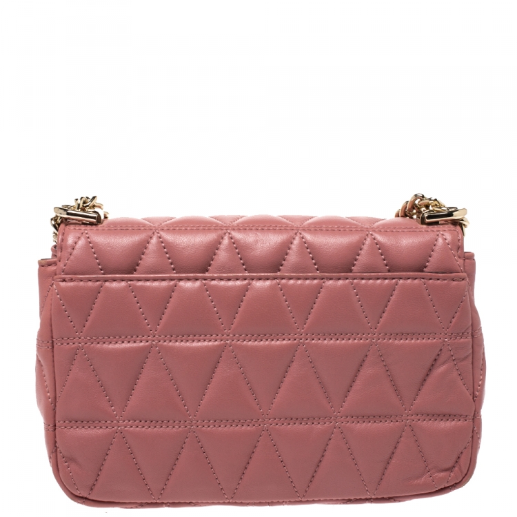 Pre Owned Michael Kors Pink Quilted Leather Small Sloan Shoulder Bag