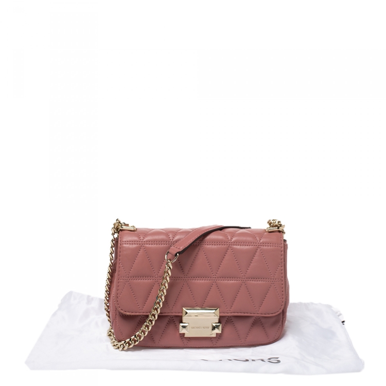 Pre Owned Michael Kors Pink Quilted Leather Small Sloan Shoulder Bag
