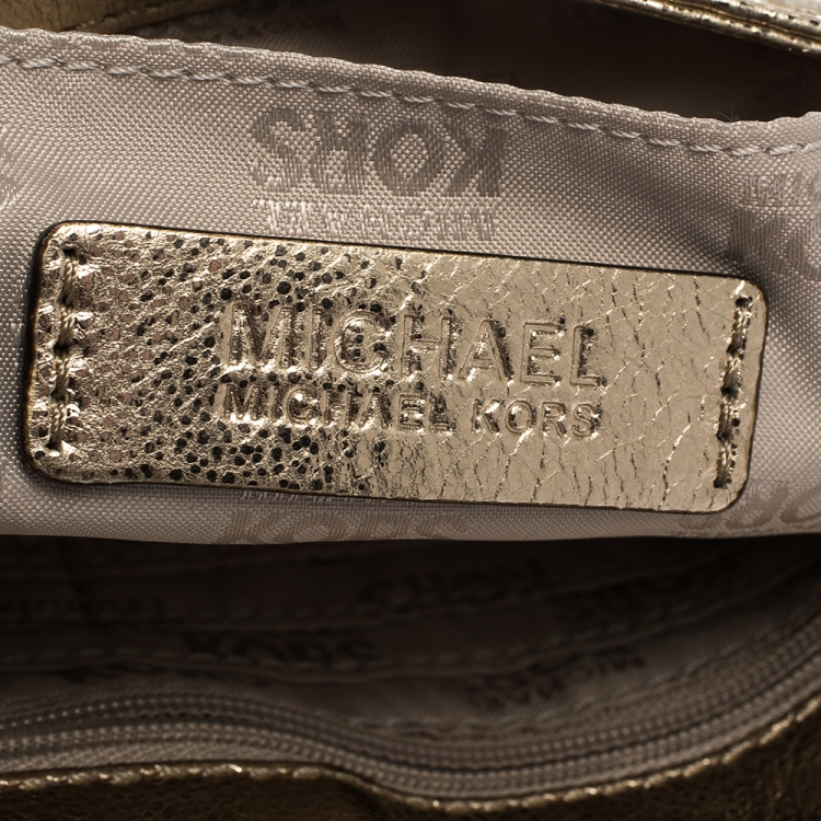 Pre Owned Michael Kors Gold Leather Fulton Shoulder Bag