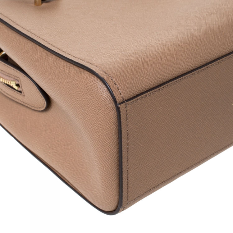 Pre Owned Michael Kors Brown Leather Top Zipped Tote