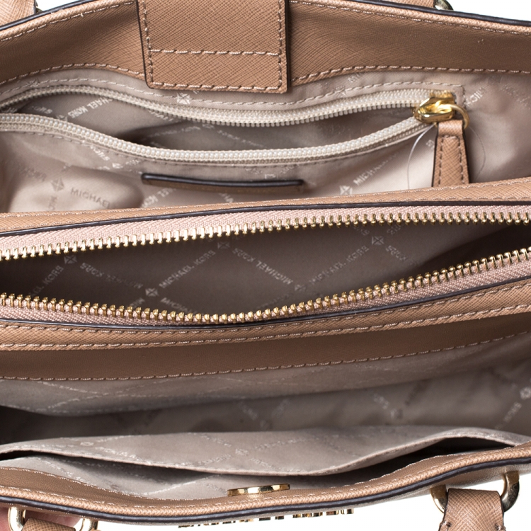 Pre Owned Michael Kors Brown Leather Top Zipped Tote