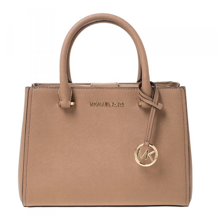 Pre Owned Michael Kors Brown Leather Top Zipped Tote