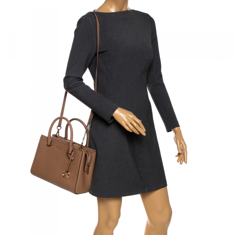 Pre Owned Michael Kors Brown Leather Top Zipped Tote