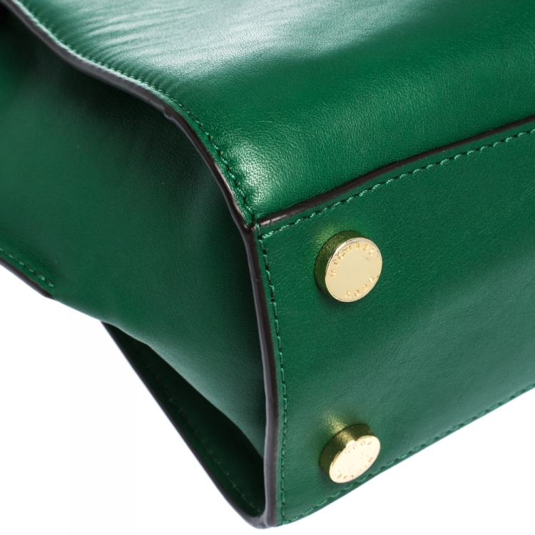 Pre Owned MICHAEL Michael Kors Green Leather Small Hamilton Tote