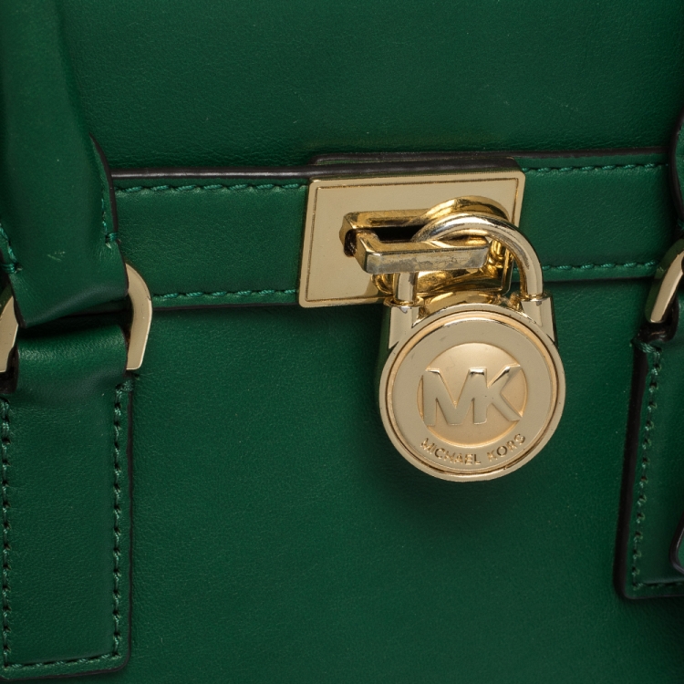 Pre Owned MICHAEL Michael Kors Green Leather Small Hamilton Tote