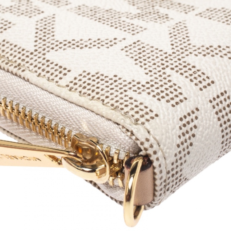 Pre Owned Michael Kors Beige Coated Canvas Zip Around Wallet