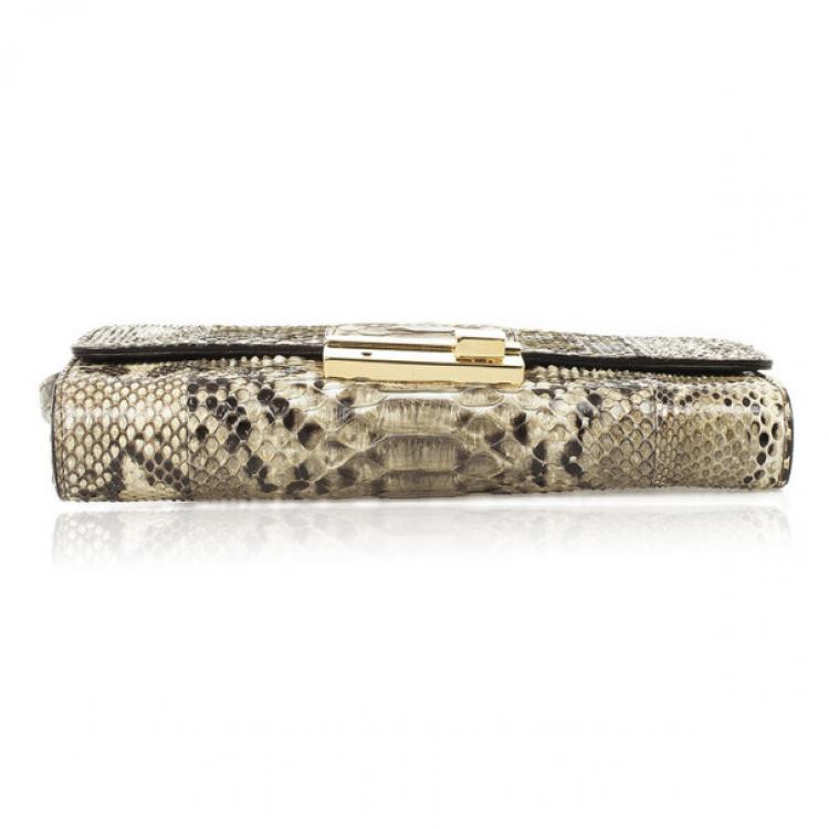 Pre Owned Michael Kors Gia Python Clutch Bag