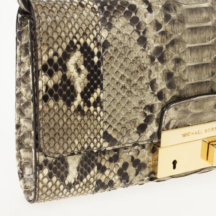 Pre Owned Michael Kors Gia Python Clutch Bag