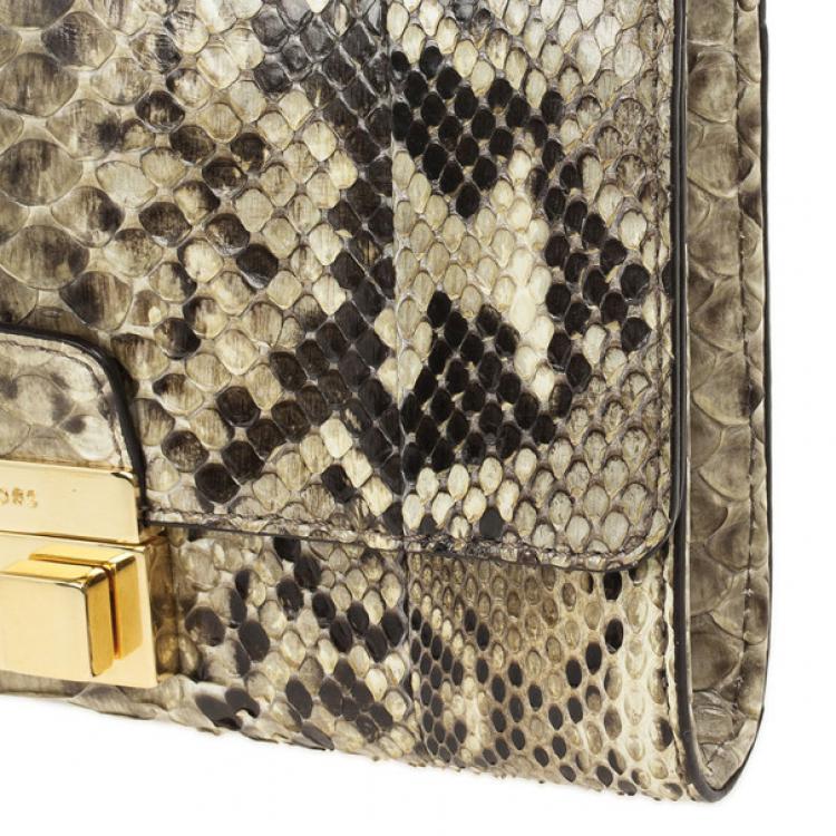 Pre Owned Michael Kors Gia Python Clutch Bag