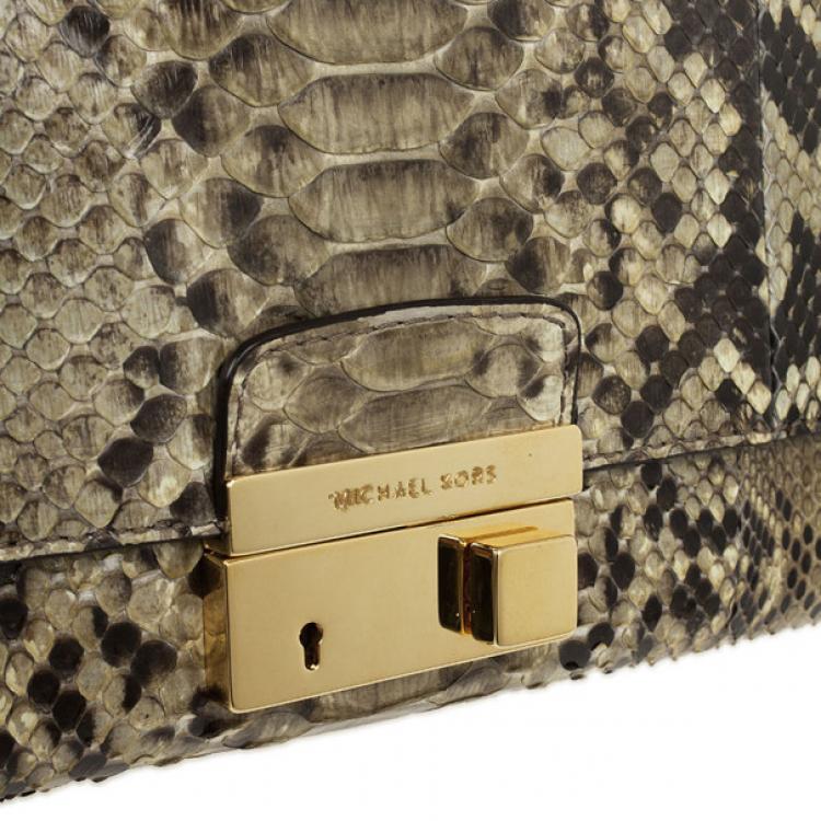 Pre Owned Michael Kors Gia Python Clutch Bag