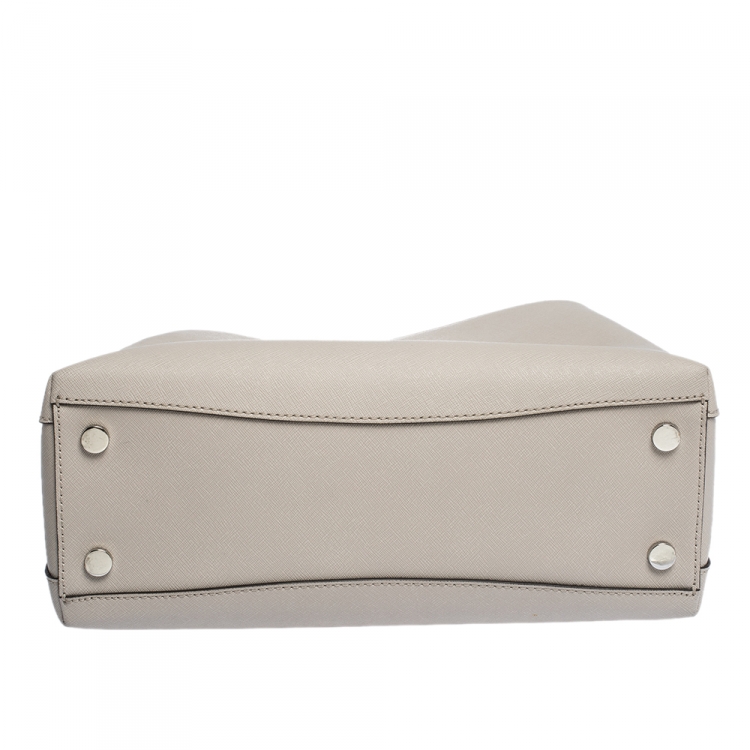 Pre Owned Michael Kors Light Grey Saffiano Leather Large Portia Shoulder Bag