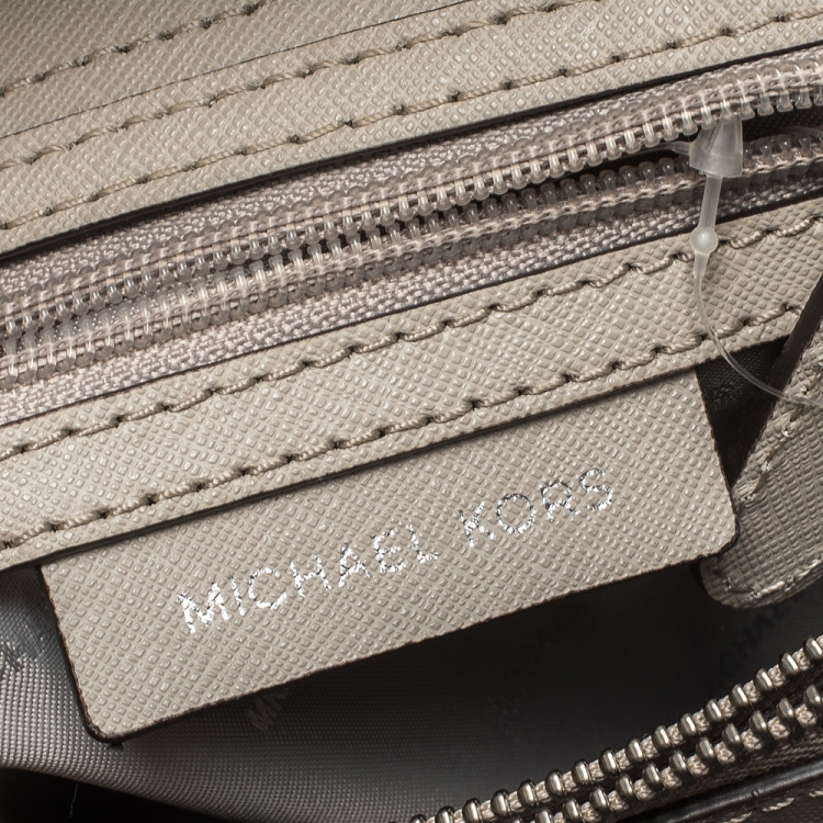 Pre Owned Michael Kors Light Grey Saffiano Leather Large Portia Shoulder Bag