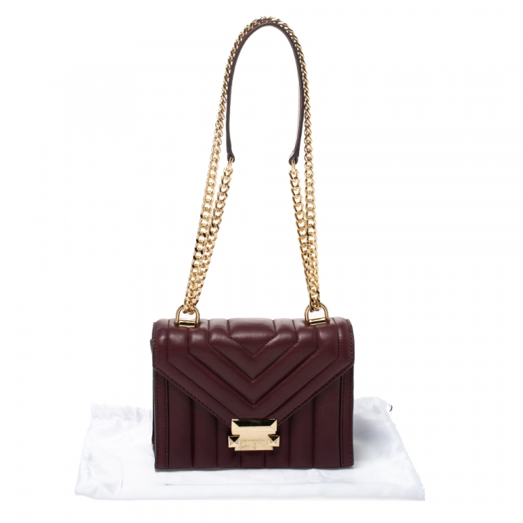 Pre Owned Michael Kors Burgundy Leather Small Whitney Shoulder Bag