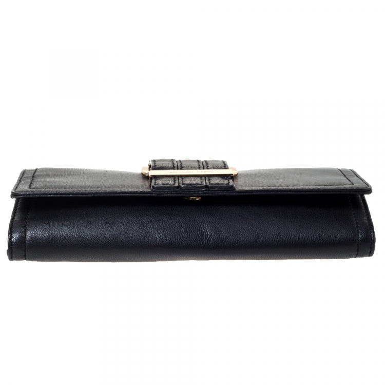 Pre Owned Michael Kors Black Leather Buckle Clutch