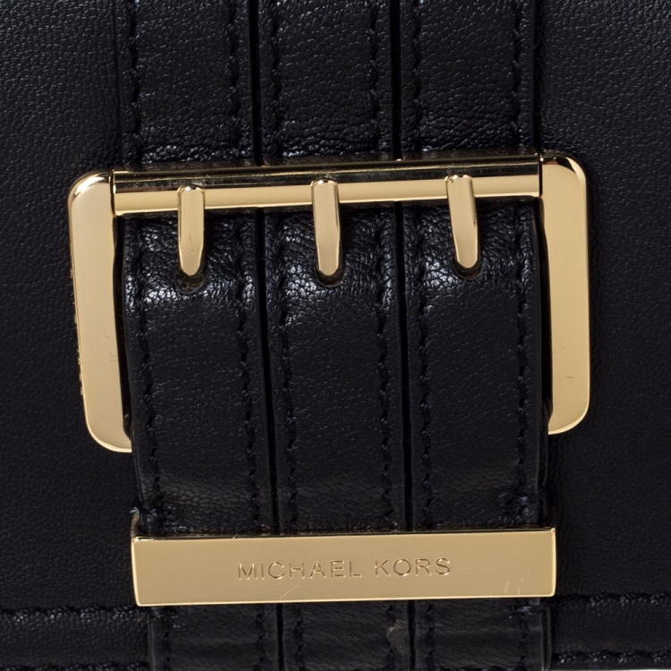 Pre Owned Michael Kors Black Leather Buckle Clutch