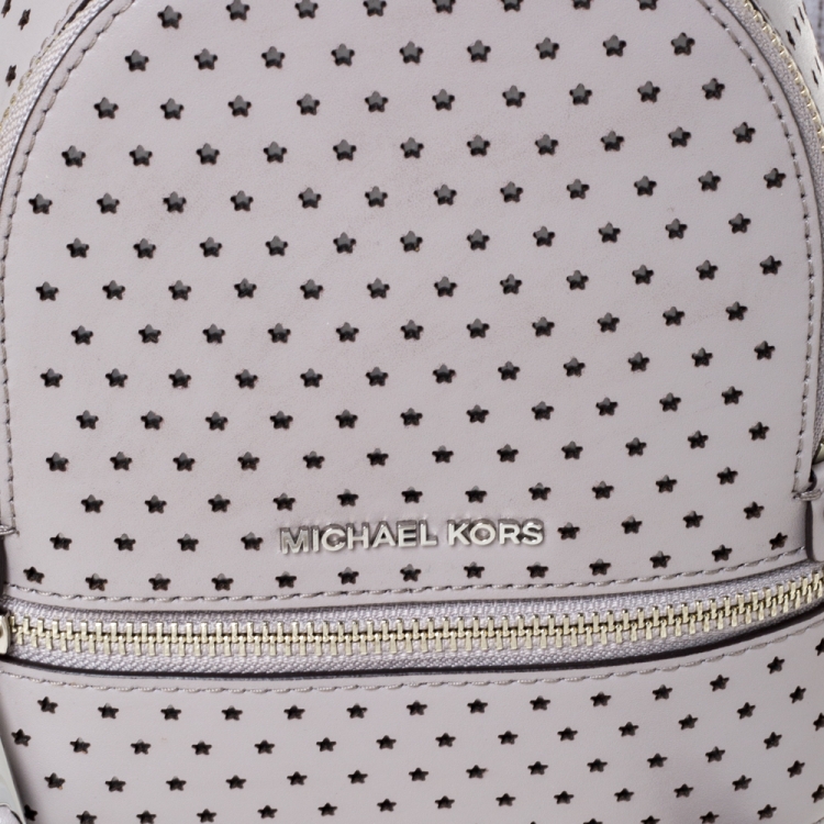 مملوكة مسبقًا Michael Kors Grey Perforated Leather Mini Rhea Backpack