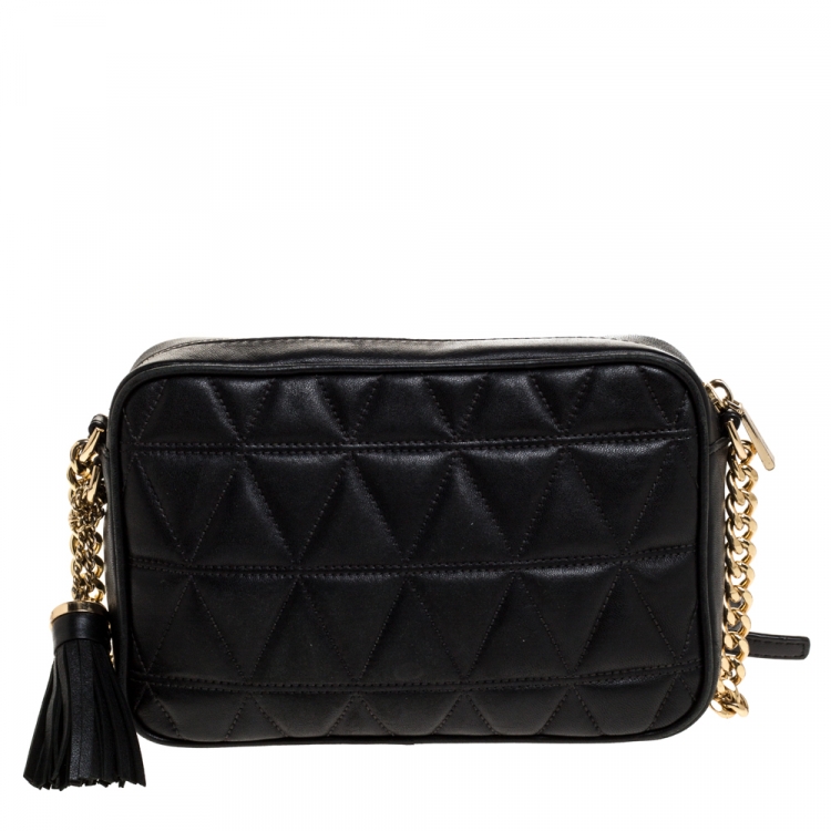 Pre Owned Michael Kors Black Quilted Leather Ginny Camera Crossbody Bag