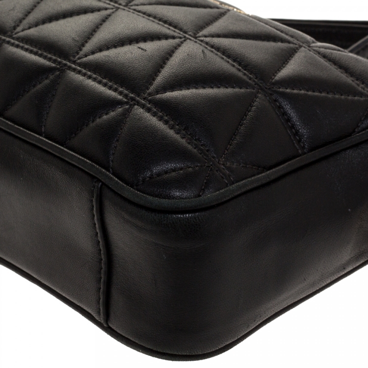 Pre Owned Michael Kors Black Quilted Leather Ginny Camera Crossbody Bag