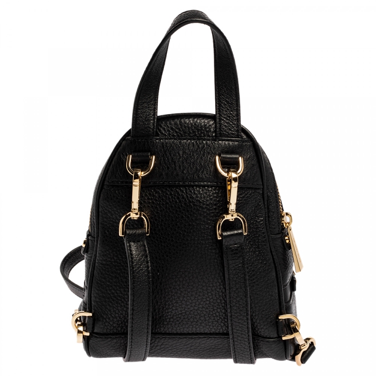Pre Owned Michael Kors Black Leather Mini Rhea Backpack