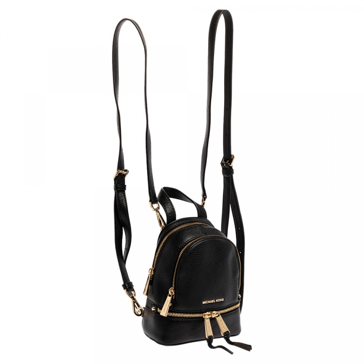 Pre Owned Michael Kors Black Leather Mini Rhea Backpack