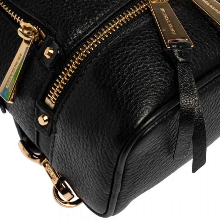 Pre Owned Michael Kors Black Leather Mini Rhea Backpack