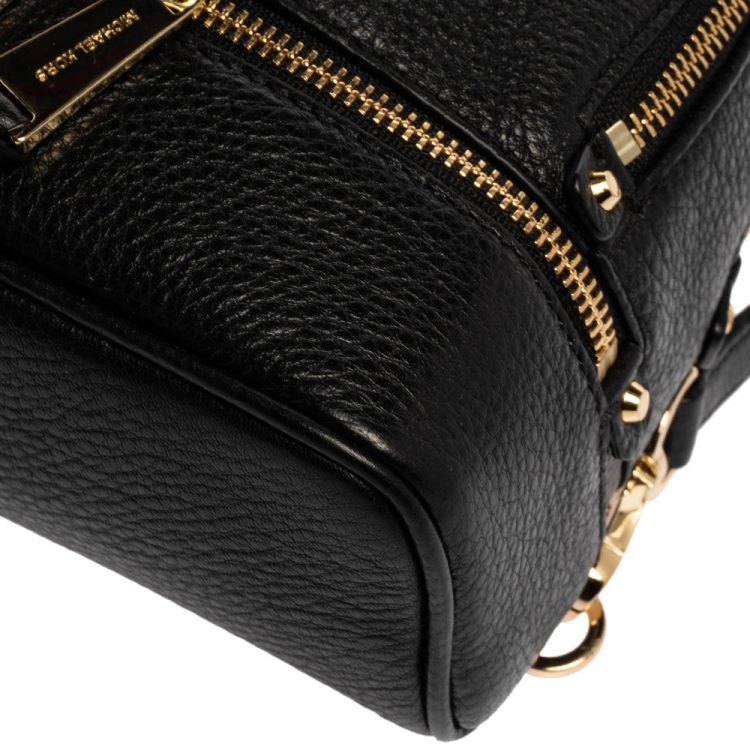 Pre Owned Michael Kors Black Leather Mini Rhea Backpack