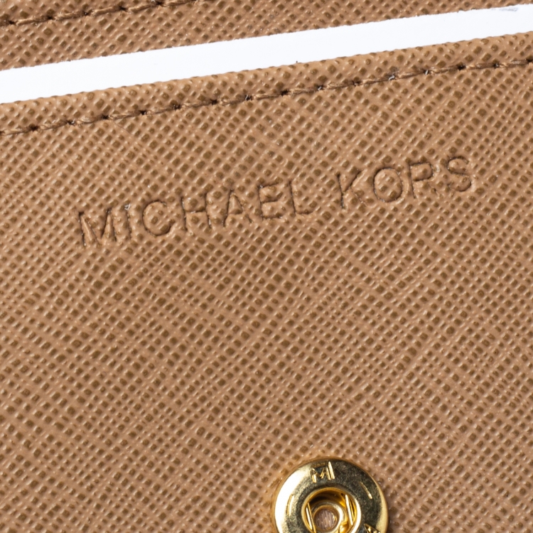 Pre Owned Michael Kors Black Leather Carryall Card Case Wallet
