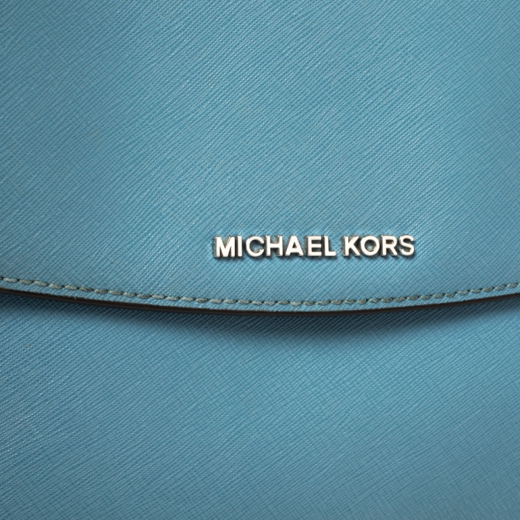 Pre Owned Michael Kors Blue Leather Medium Ava Top Handle Bag