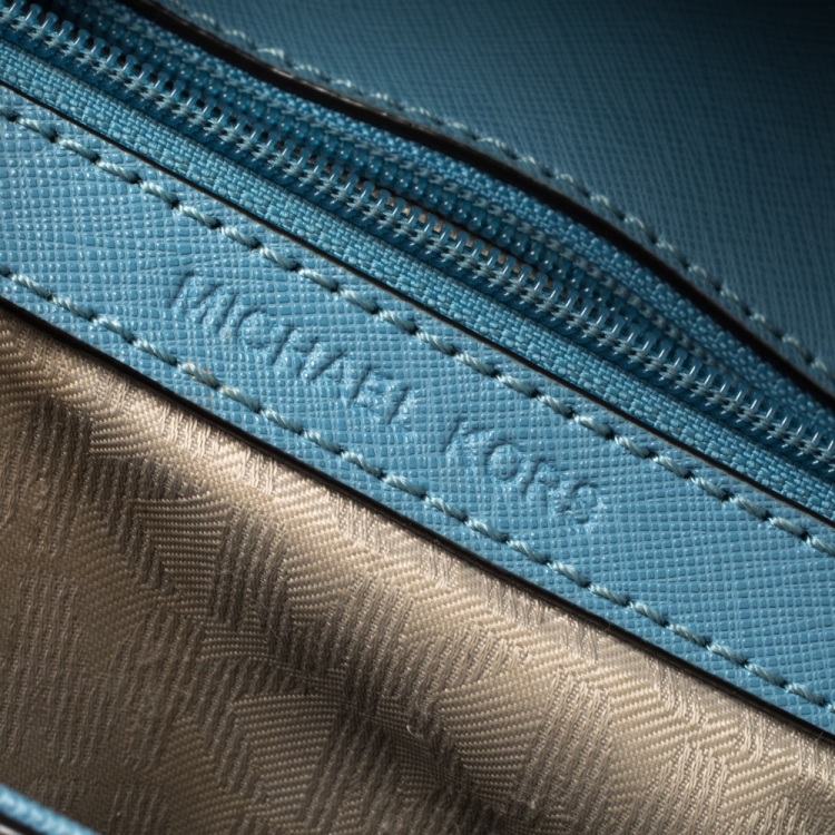Pre Owned Michael Kors Blue Leather Medium Ava Top Handle Bag