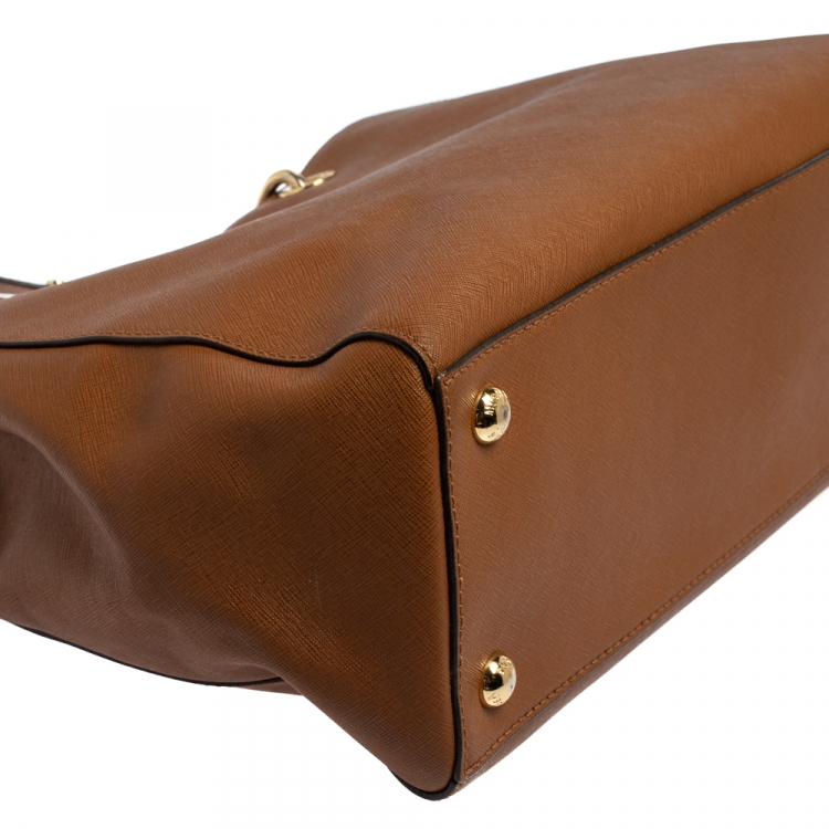 Pre Owned Michael Kors Brown Leather Large Cynthia Tote