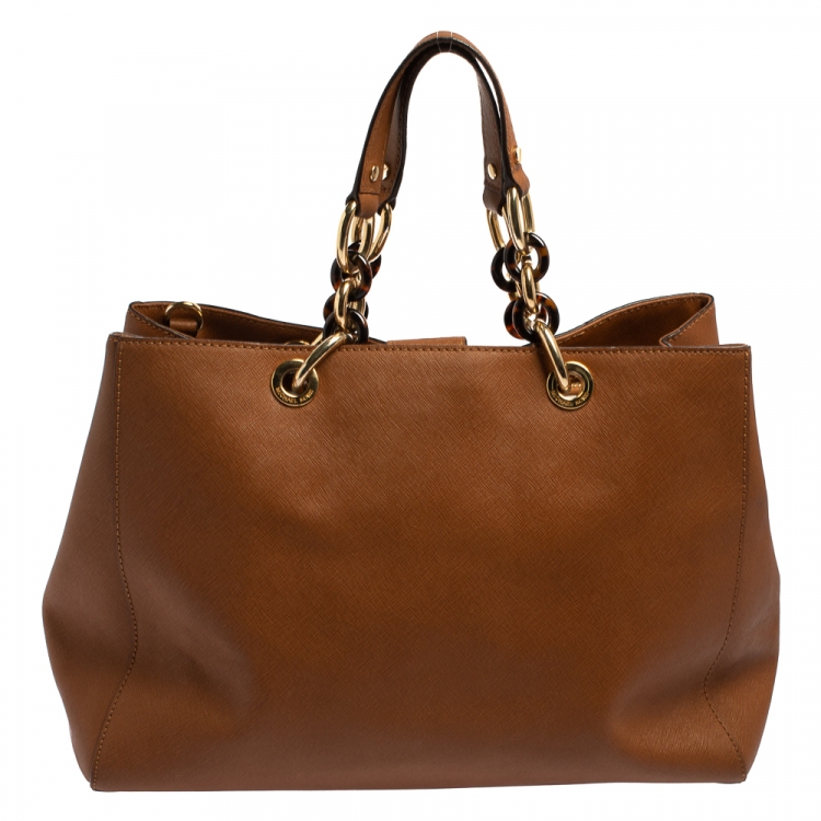 Pre Owned Michael Kors Brown Leather Large Cynthia Tote