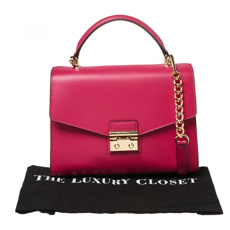 Pre Owned Michael Kors Pink Leather Sloan Top Handle Bag