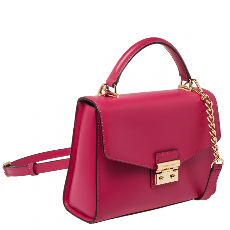 Pre Owned Michael Kors Pink Leather Sloan Top Handle Bag