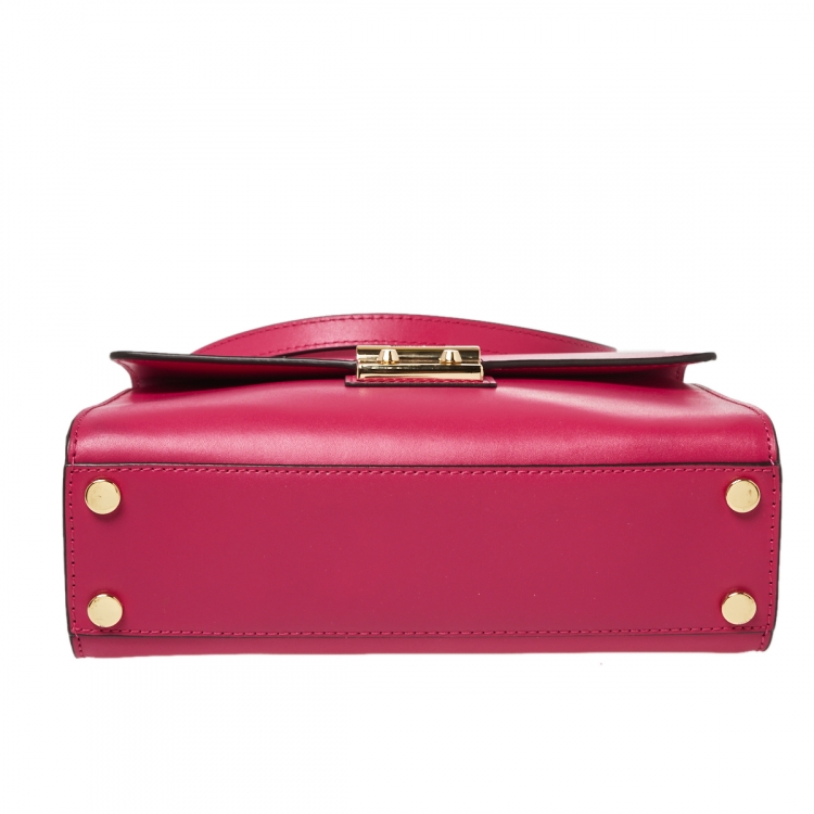 Pre Owned Michael Kors Pink Leather Sloan Top Handle Bag