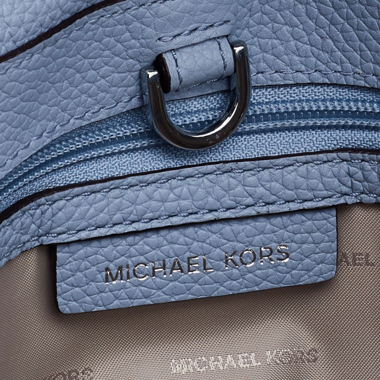 Pre Owned Michael Kors Pale Blue Leather Bristol Medium Top Handle Bag