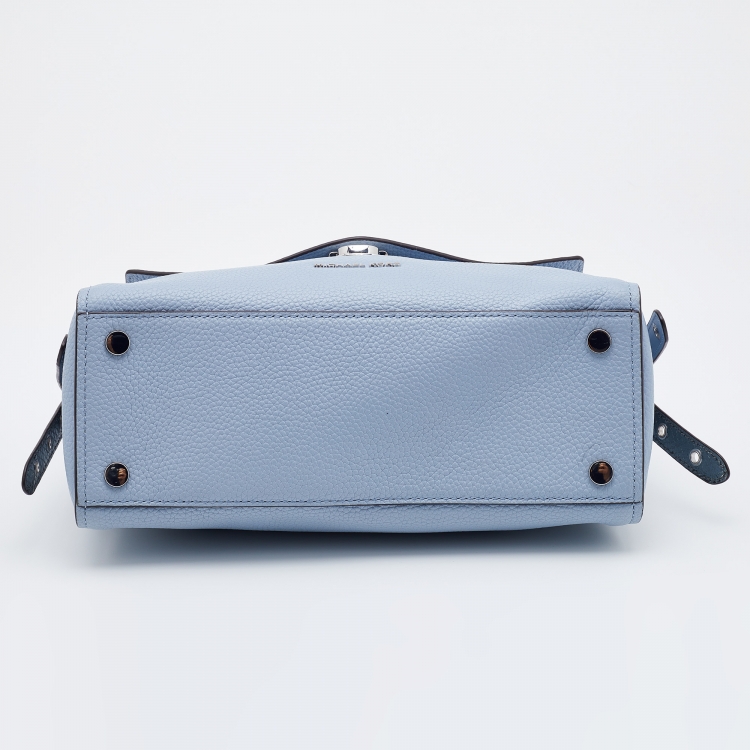 Pre Owned Michael Kors Pale Blue Leather Bristol Medium Top Handle Bag