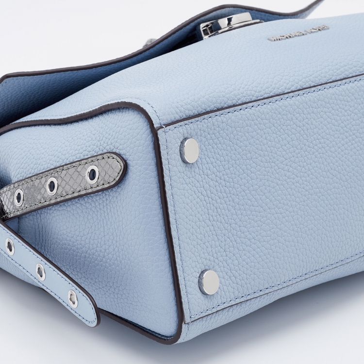 Pre Owned Michael Kors Pale Blue Leather Bristol Medium Top Handle Bag