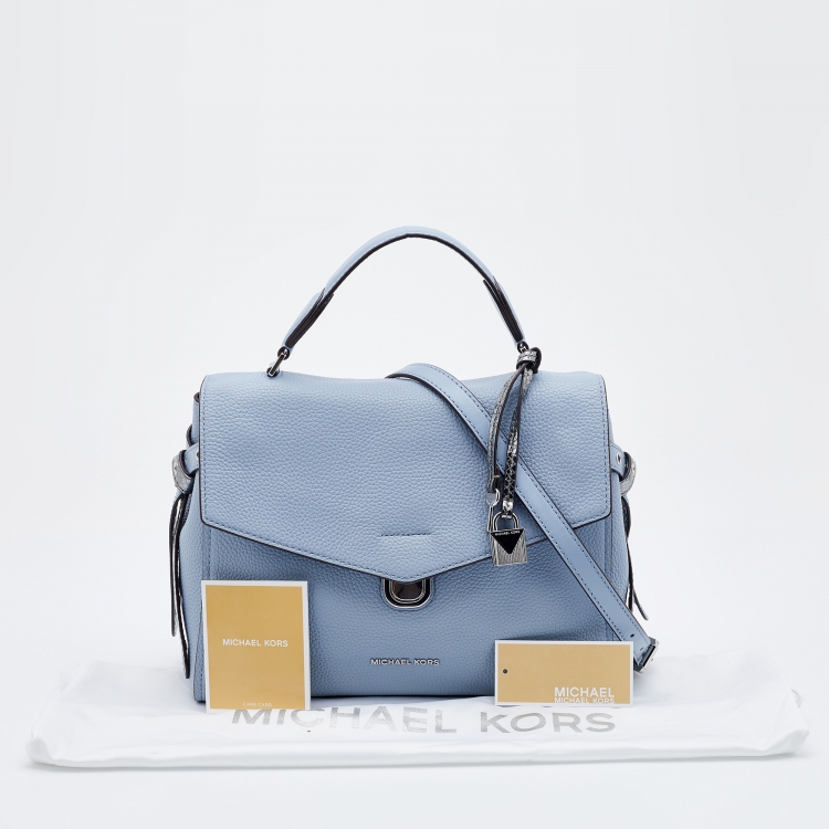 Pre Owned Michael Kors Pale Blue Leather Bristol Medium Top Handle Bag