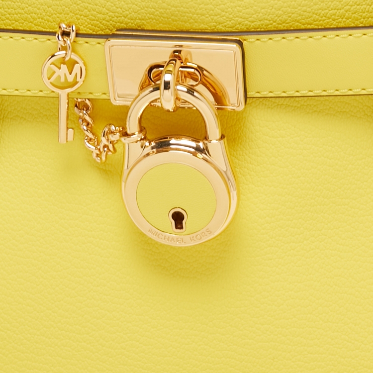 Pre Owned Michael Kors Yellow Leather Hamilton Tote