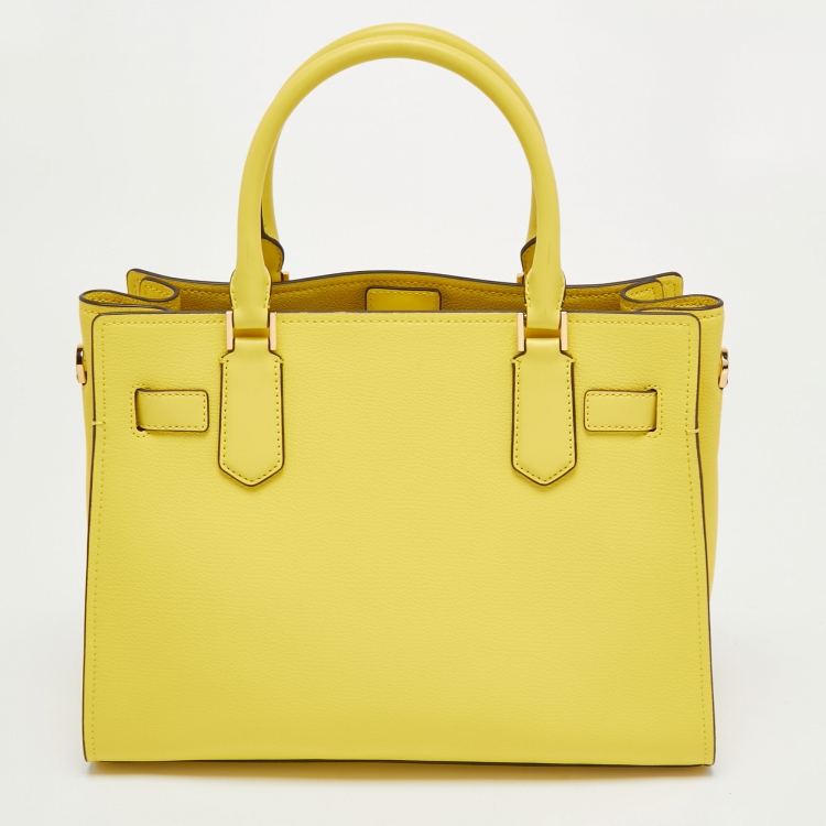 Pre Owned Michael Kors Yellow Leather Hamilton Tote