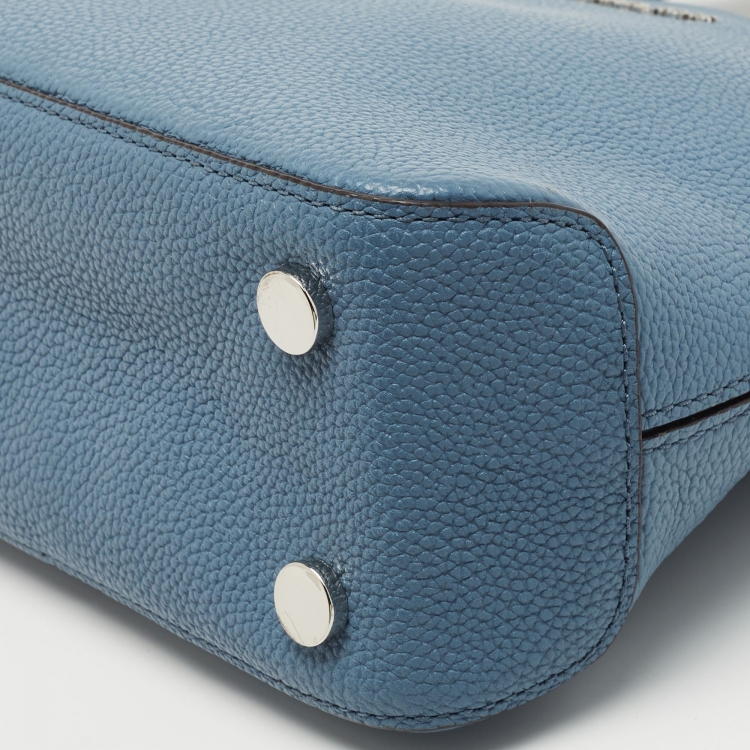 Pre Owned Michael Kors Light Blue Leather Cindy Dome Crossbody Bag